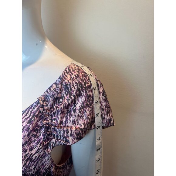 Banana Republic 100%Silk Sheath Dress Fully Lined Gathered Shoulder Purple 12 - Picture 3 of 10